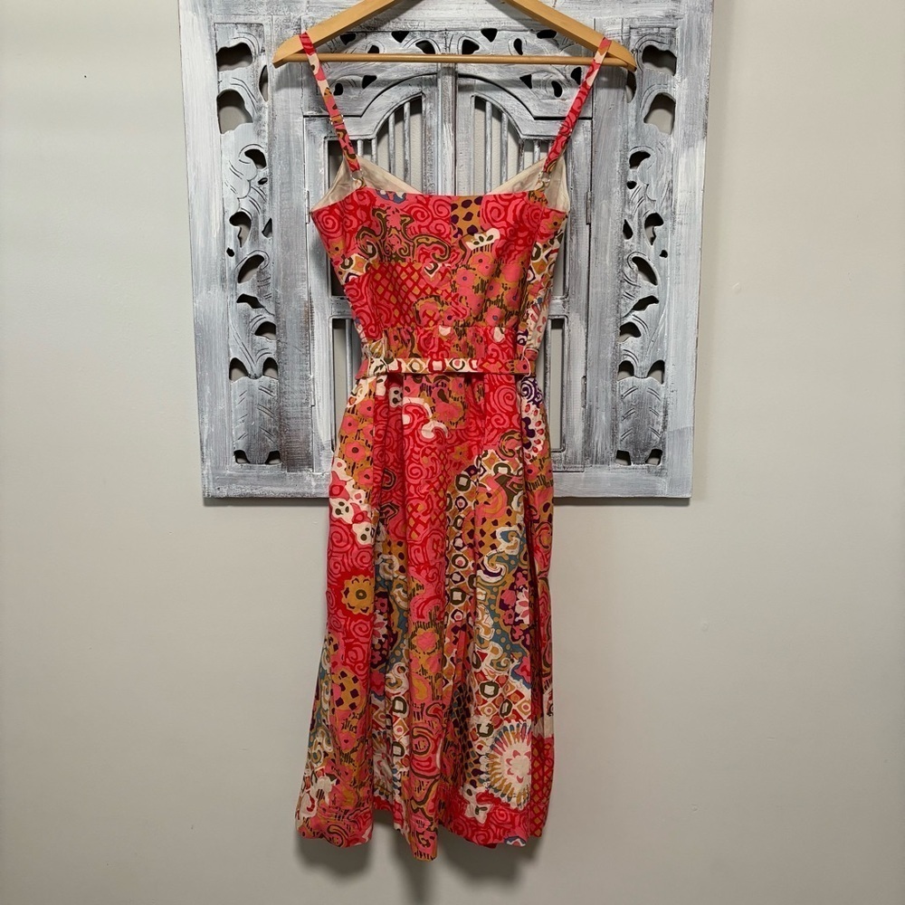 J. Crew Pink Cotton Classic Button Front Poplin Paisley Tie Waist Sundress NWOT - Picture 7 of 14